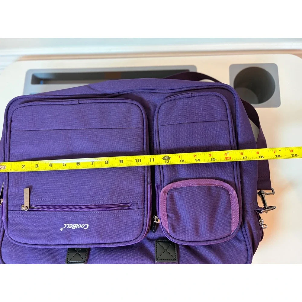 CoolBell Laptop Messenger Bag Unisex Large Purple Multi-Pocket Padded Briefcase